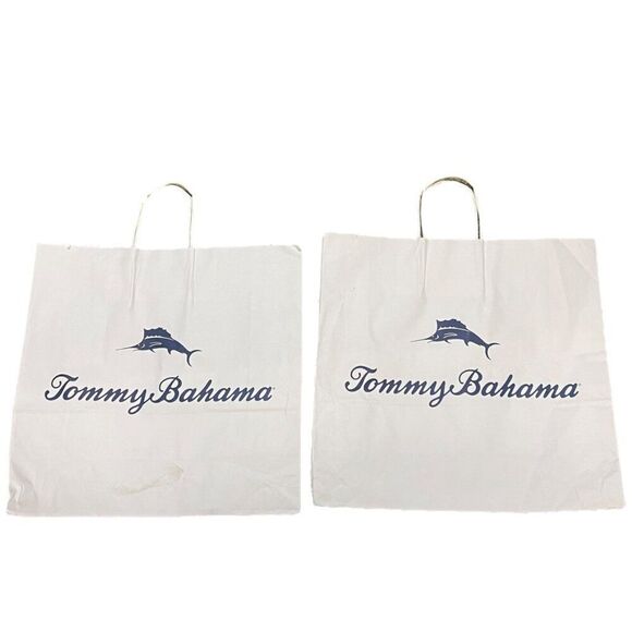 Tommy Bahama White Shopping Bags  16 X 15  Set Of 2 Empty Tote Gift Package - Picture 1 of 5
